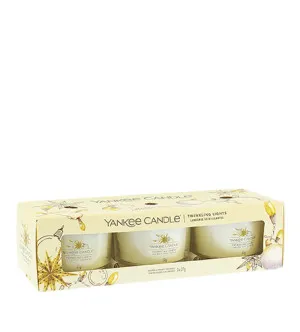 Bougie votive en verre Yankee Candle Twinkling Lights 3 x 37 g