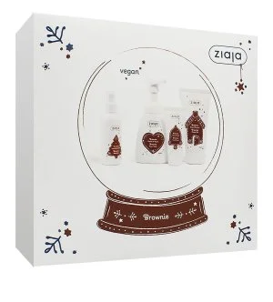 Ziaja Brownie coffret cadeau gel douche 160 ml + mousse lavante 250 ml + crème pour les mains 50 ml + brume corporelle