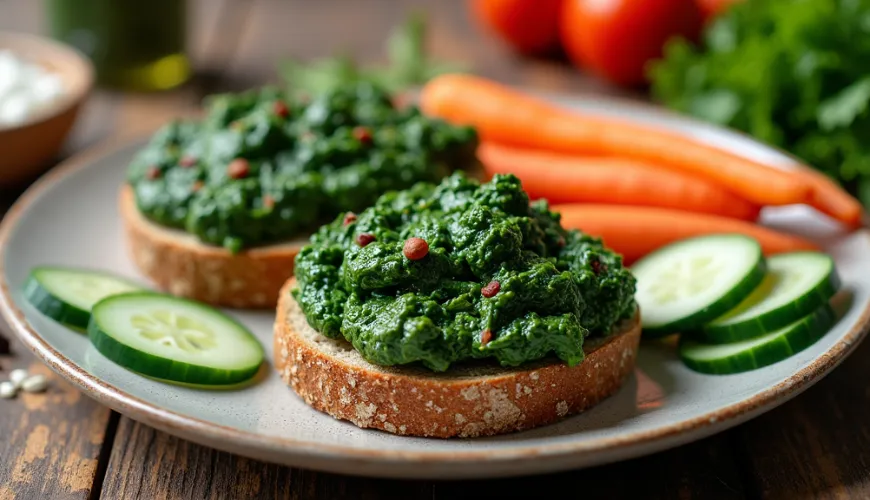 Tartinade aux épinards à partir d'ingrédients frais pour une alimentation saine