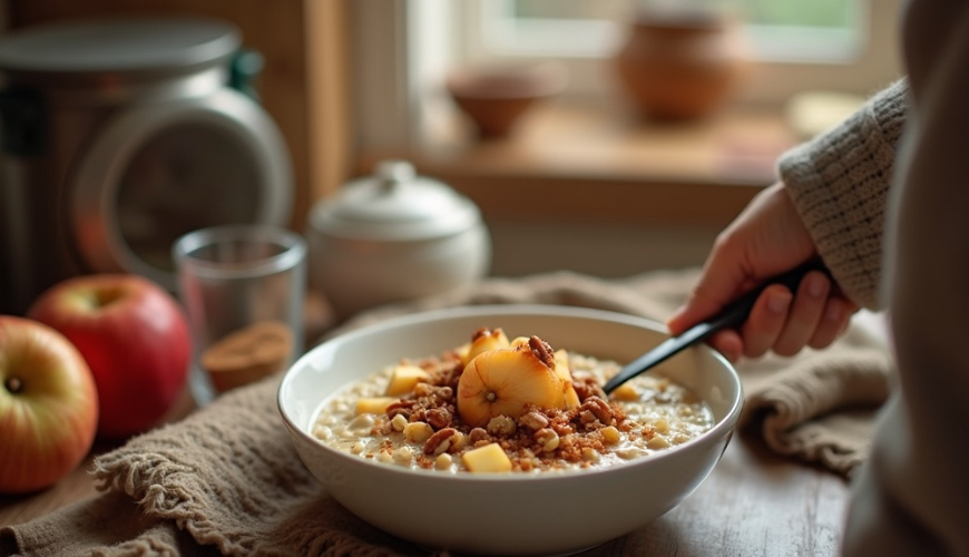 Un petit-déjeuner chaud en hiver a du sens, car il réchauffe le corps et soutient l'immunité.