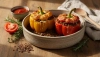 Ragú de lentilles comme garniture pour poivrons farcis gratinés