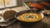 Soyeusement crémeuse soupe de carottes rôties et de gingembre sans crème