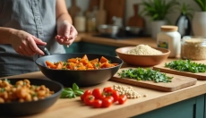 La fin de la préparation de quatre plats pour un seul dîner