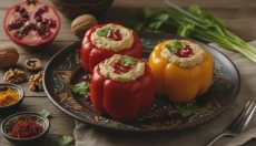 # Plněné papriky podle gruzínského receptu s vlašskými ořechy

→

# Poivrons farcis selon la recette