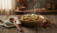 Risotto parfumé aux cèpes ou risotto d'orge perlé