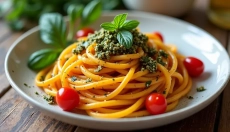 Spaghettis à la citrouille sains avec pesto pour un repas rapide et facile