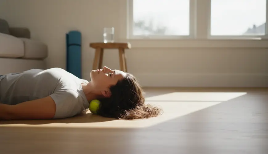 Essayez le relâchement de la nuque avec une balle de tennis